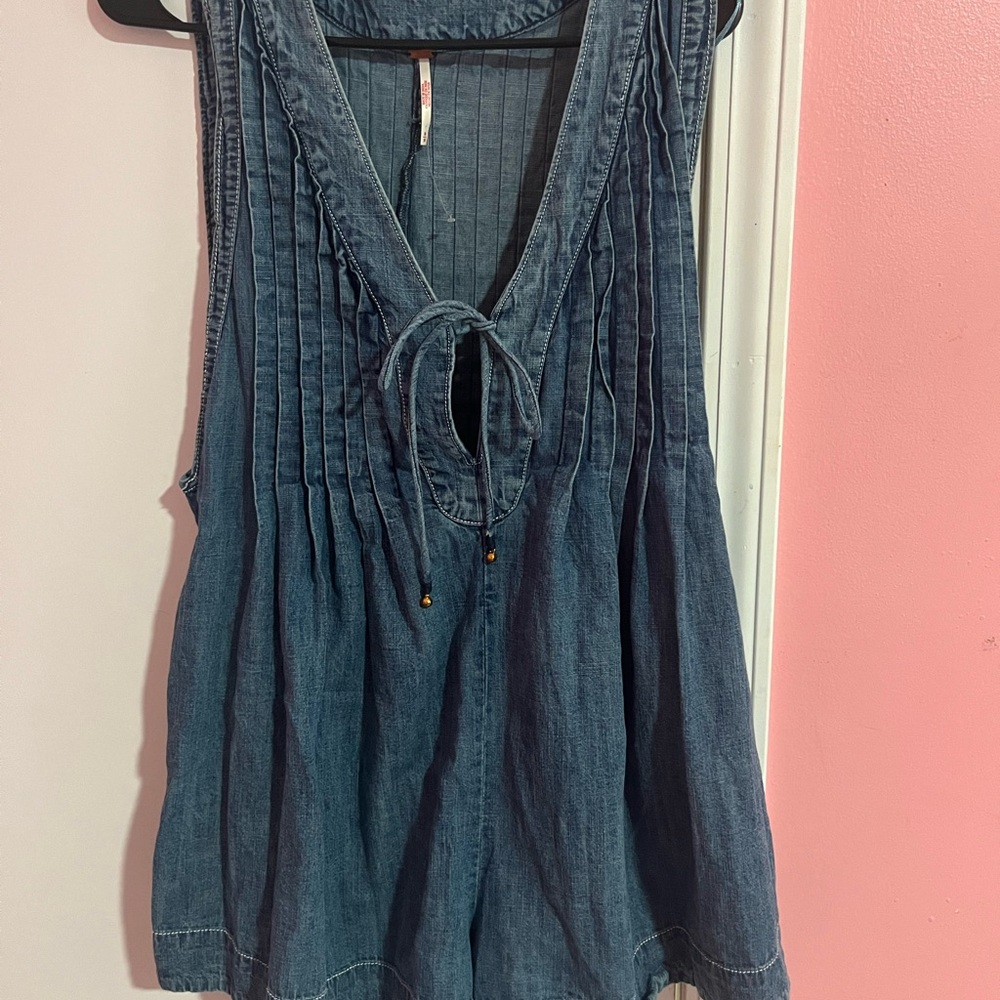 Free People Blue Denim Tank Top